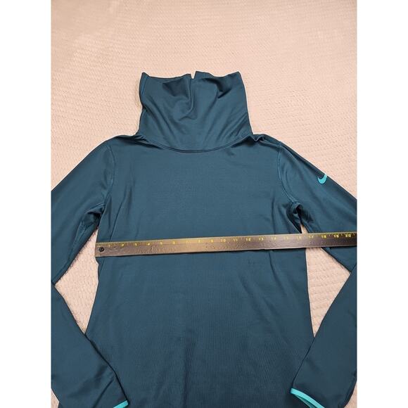 Nike Pro Shirt Womens Large Blue Funnel Neck Dri Fit Active Running - Picture 3 of 7